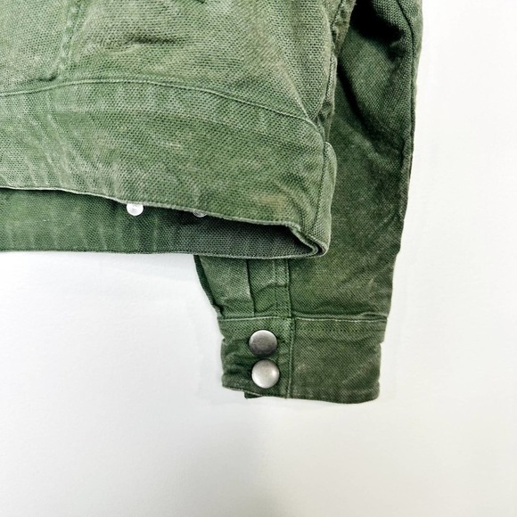 Chaser NWT Snap Button Oversized Dolman Canvas Cropped Jacket Army Green Small - Picture 4 of 6
